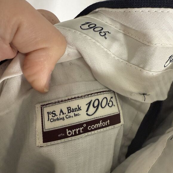 Jos A Bank Wool Blend Pants Men 33 Blue Flat Front brrr Comfort Office Dry Clean - Picture 6 of 11